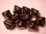 Chessex Opaque Polyhedral d10 Set - Black/gold