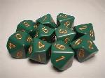 Chessex Opaque Polyhedral d10 Set - Dusty Green/gold