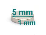 Magnes ma�y - �rednica 5 mm, grubo�� 1 mm